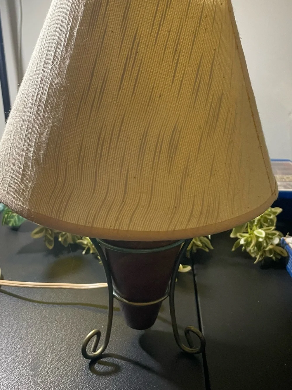 Dark Brown Wood Lantern Accent with Black Metal Stand